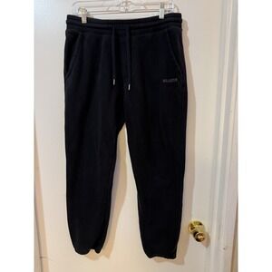 Hollister Men's Black Fleece Sweatpants M, Drawstring, Pockets, Tapered Leg